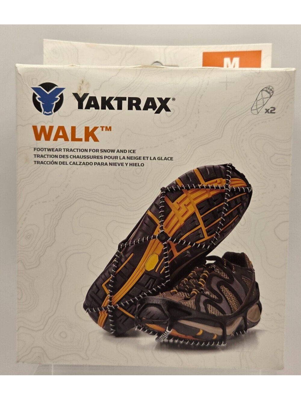 Yaktrax Walk Traction Cleats Snow Ice Shoes Boots Size Medium M Black + Instruct
